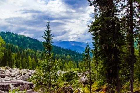 View from high mountain. clouds in the sky Stock Photos