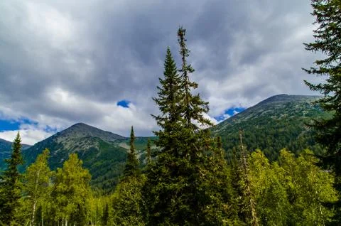 View from high mountain. clouds in the sky Stock Photos