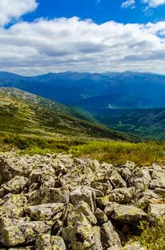 View from high mountain. clouds in the sky Stock Photos