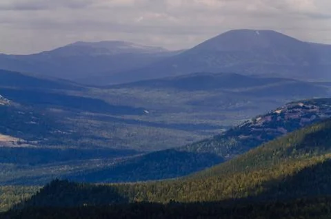 View from high mountain. clouds in the sky Foto stock