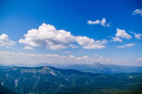 View from high mountain. clouds in the sky Stock Photos