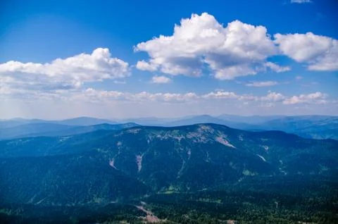 View from high mountain. clouds in the sky Foto stock