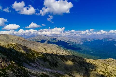View from high mountain. clouds in the sky Stock Photos