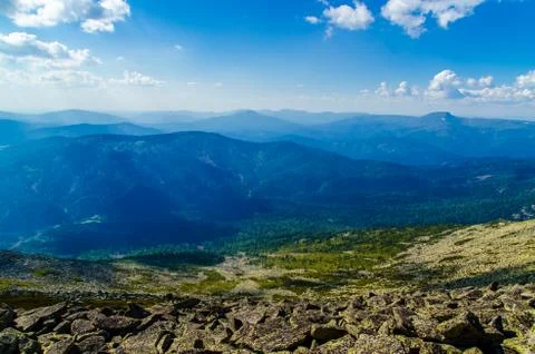 View from high mountain. clouds in the sky Stock Photos