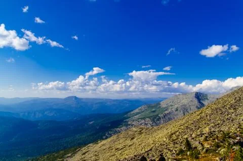 View from high mountain. clouds in the sky Stock Photos