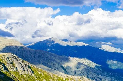 View from high mountain. clouds in the sky Stock Photos