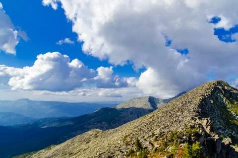 View from high mountain. clouds in the sky Stock Photos