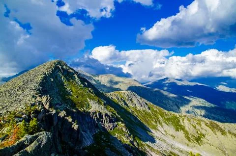 View from high mountain. clouds in the sky Stock Photos