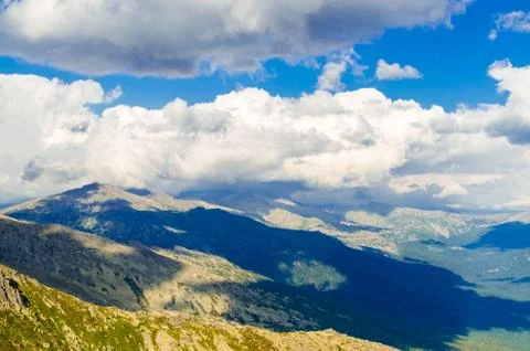 View from high mountain. clouds in the sky Stock Photos