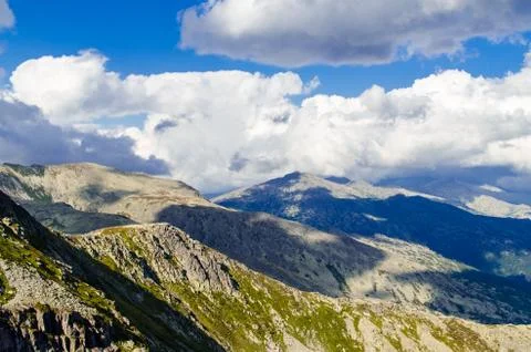 View from high mountain. clouds in the sky Stock Photos