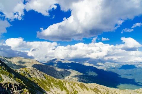 View from high mountain. clouds in the sky Foto stock