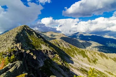 View from high mountain. clouds in the sky Stock Photos
