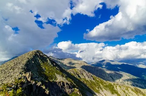 View from high mountain. clouds in the sky Stock Photos