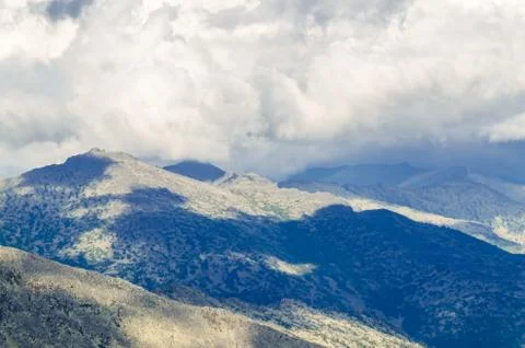 View from high mountain. clouds in the sky Foto stock