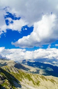 View from high mountain. clouds in the sky Stock Photos