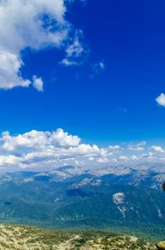 View from high mountain. clouds in the sky Stock Photos