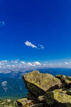 View from high mountain. clouds in the sky Stock Photos