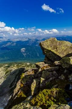 View from high mountain. clouds in the sky Stock Photos