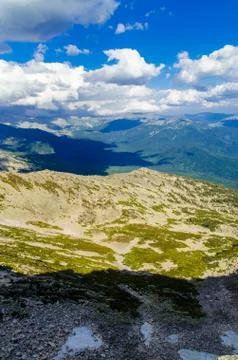 View from high mountain. clouds in the sky Stock Photos