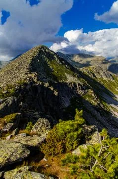 View from high mountain. clouds in the sky Stock Photos