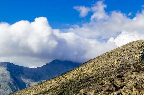View from high mountain. clouds in the sky Stock Photos