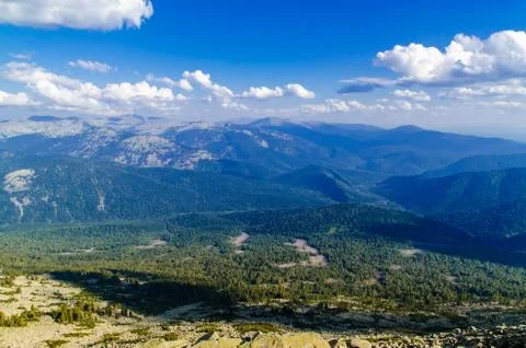 View from high mountain. clouds in the sky Stock Photos