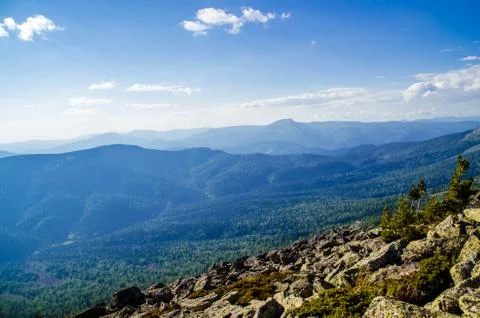 View from high mountain. clouds in the sky Stock Photos