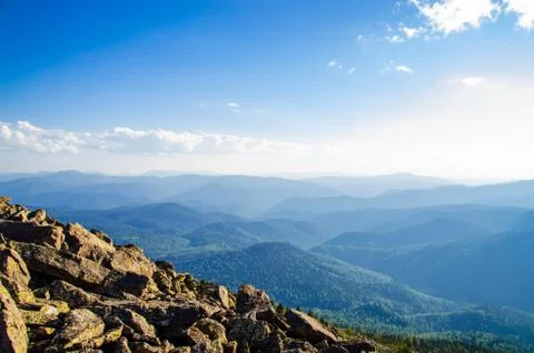 View from high mountain. clouds in the sky Foto stock