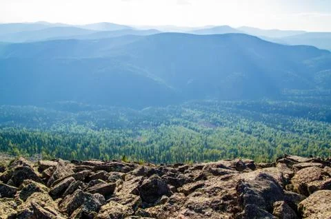 View from high mountain. clouds in the sky Stock Photos