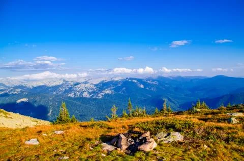 View from high mountain. clouds in the sky Stock Photos