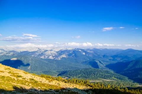 View from high mountain. clouds in the sky Stock Photos