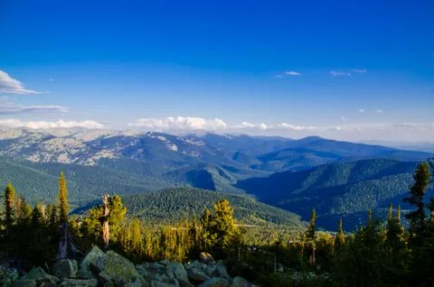 View from high mountain. clouds in the sky Stock Photos