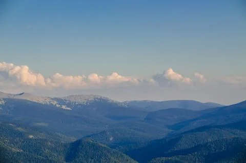 View from high mountain. clouds in the sky Stock Photos