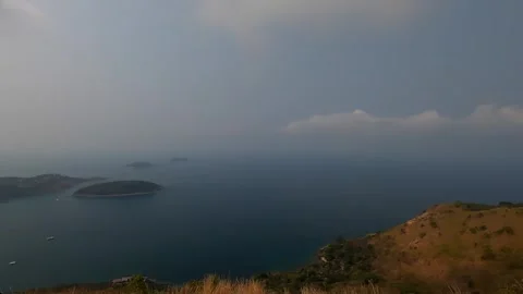 View from a high mountain to small islands in the sea. Stock Footage 242167100