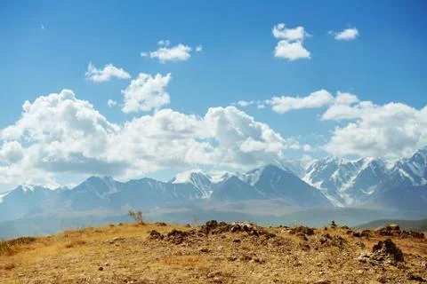 View of the high mountains on the sky background Stock Photos