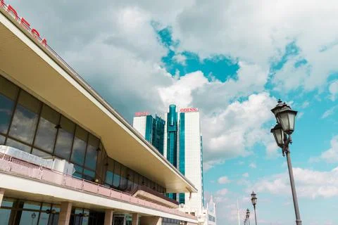 View of a high multi-storey hotel in Odessa on a sunny warm day. Stock Photos