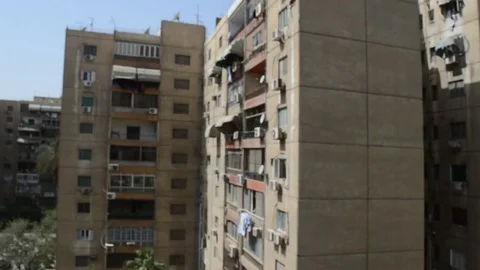 View of high old buildings at cairo, egypt Stock Footage 75055986