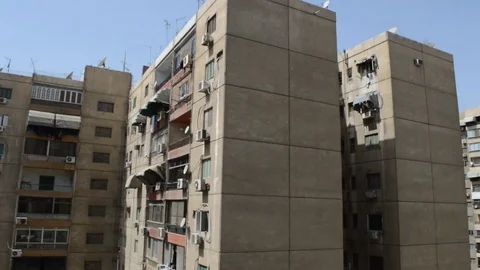 View of high old buildings at cairo, egypt Stock Footage 75059995