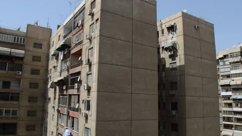 View of high old buildings at cairo, egypt Stock Footage 75060497