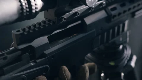 View of a High Performance Tactical Firearm for Various Applications Video stock 294097068