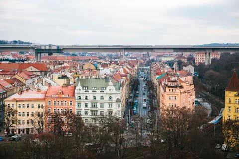 View from a high point. A beautiful view from above on the streets, roads and Foto stock