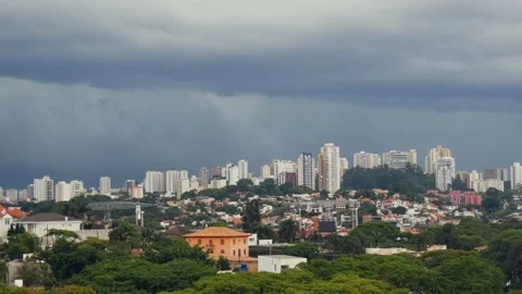 View Of The High-Rise Area And The Private Sector Of The Big City On A Rainy Stock Footage 167739443