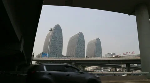View of high speed train railway station from  Viaduct bottom Stock Footage 54807421