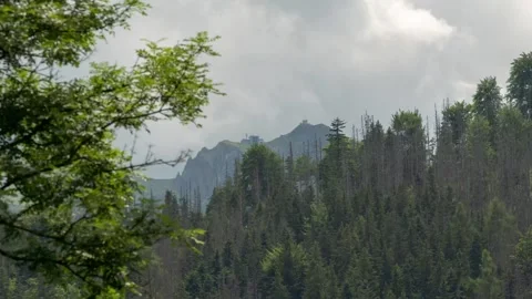 View of the High Tatras from the Polish side and Kasprowy peak Stock Footage 253664690