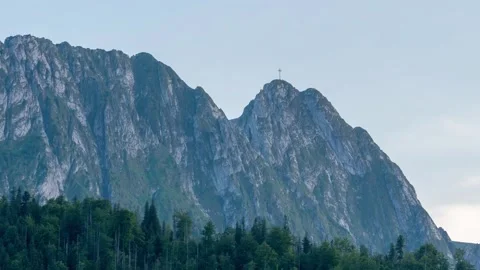 View of the High Tatras from the Polish side, peak Giewont peak Stock Footage 253664877