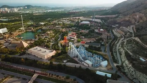 View from the high to the theme park Stock Footage 239656671