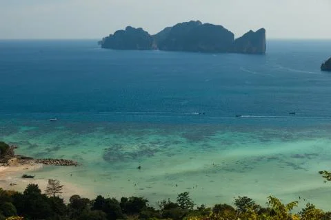 View from the highest point of Ko Phi-Phi island Stock Photos
