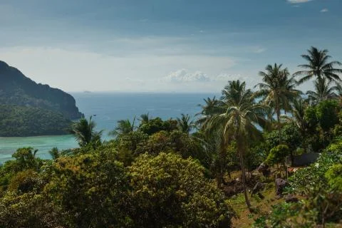 View from the highest point of Ko Phi-Phi island Stock Photos