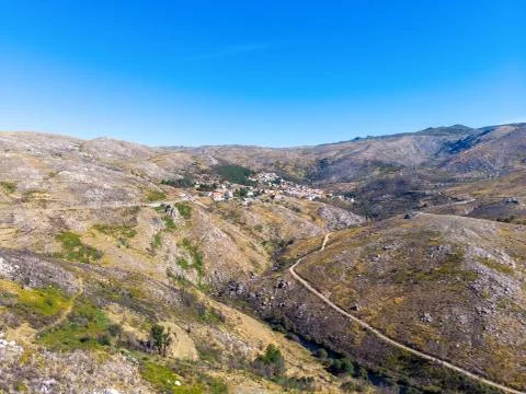 A view from the highest point of Serra da Estrela, Portugal. Stock Photos