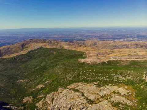 A view from the highest point of Serra da Estrela, Portugal. Stock Photos